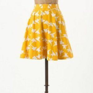 Anthropologie Hummingbirds Yellow Skirt